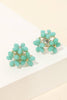 Floral Rhinestone Beaded Stud Earrings