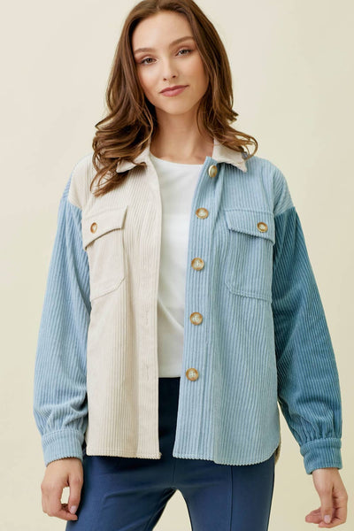 60214 Color Block Corduroy Shacket