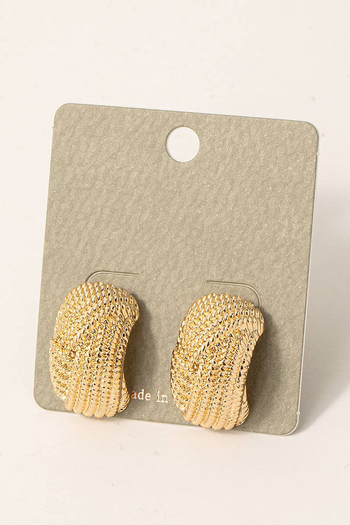 Textured Metallic Wide Shield Earrings