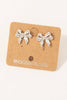 Gold Dipped Knotted Ribbon Bow Stud Earrings