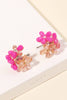 Floral Rhinestone Beaded Stud Earrings