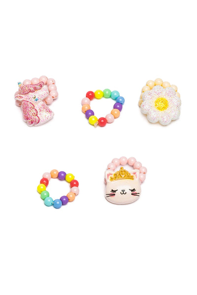 Flower Kitty Unicorn Ring Set