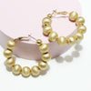 Lightweight Brass Textured Ball Bead Hoop Earring