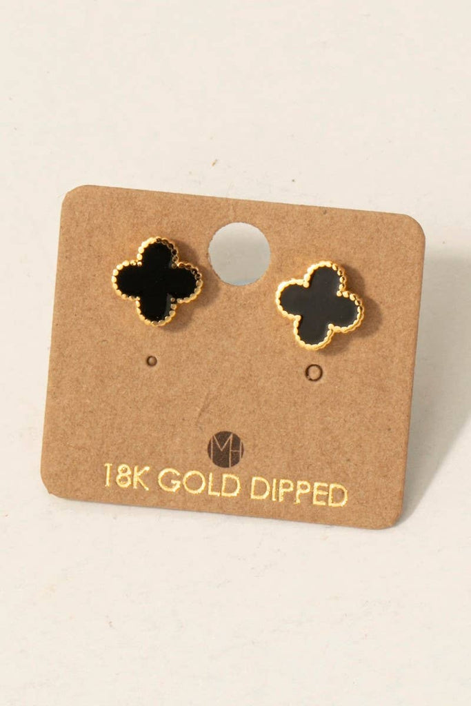 Gold Dipped Epoxy Clover Stud Earrings