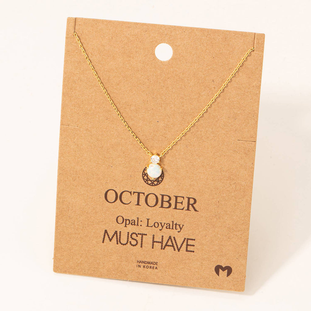 October Opal Gem Pendant Necklace