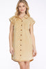 Taupe Cuff Button Down Dress