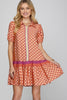 Sage/Coral Button Down Dress