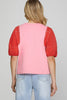 Pink Red SS Heavy Knit Top