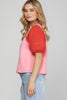 Pink Red SS Heavy Knit Top