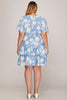 Floral Lt. Blue Tiered Dress Plus