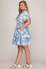 Floral Lt. Blue Tiered Dress Plus