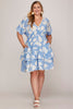 Floral Lt. Blue Tiered Dress Plus