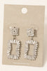 Cz Baguette Pave Rectangle Dangle Earrings