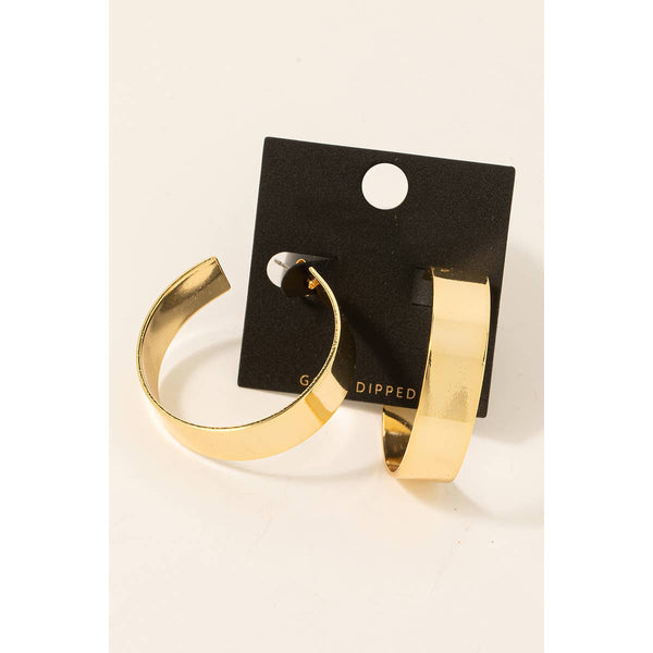 Gold Dipped 1.5 Inch Flat Hoop Earrings