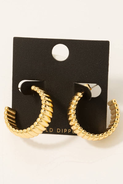 Gold Dipped Wide Ribbed Hoop Earrings