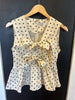 Sleeveless Bow Tie Polka Dot Woven Peplum Top