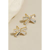 Cz Baguette Ribbon Stud Earrings