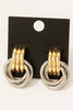 Gold Dipped Two Tone Multi Layered Link Dangle Earrings