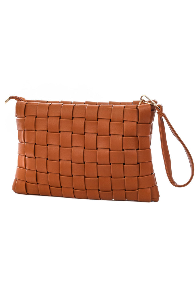 Faux Leather Basket Weave Bag