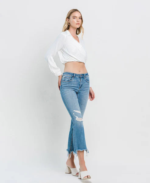 Bletilla - Mid Rise Cropped Flare Denim Jeans