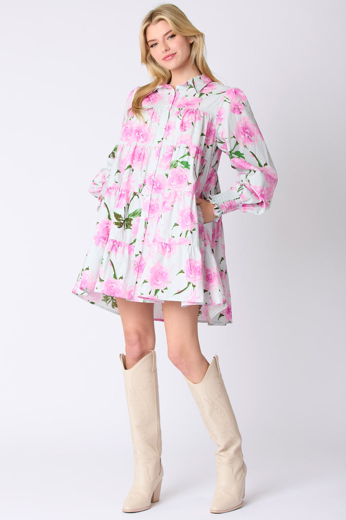 Floral Printed Shirt Dress