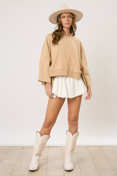 Beige Solid Sweatshirt