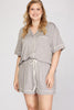 Contrast Piping Knit PJ Set-Plus