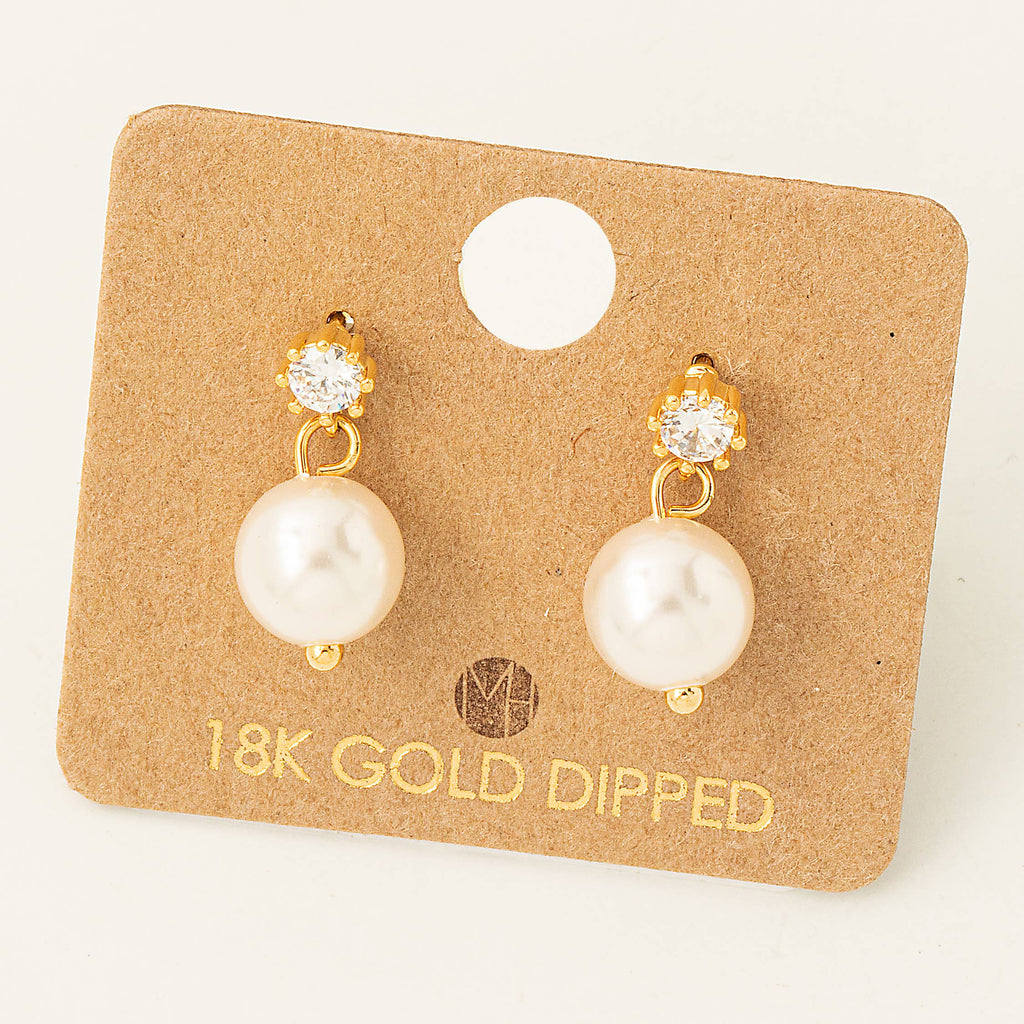 Round Pearl Drop Earrings