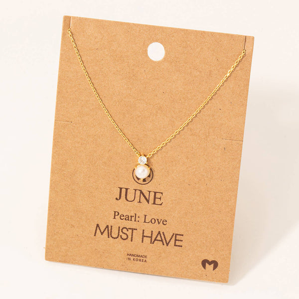 June Pearl Gem Pendant Necklace