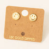 Gold Dipped Smiley Face Stud Earrings