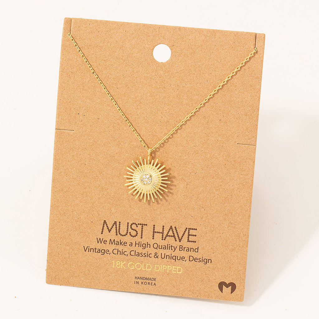 Circle Sun Shine Ray Pendant Necklace