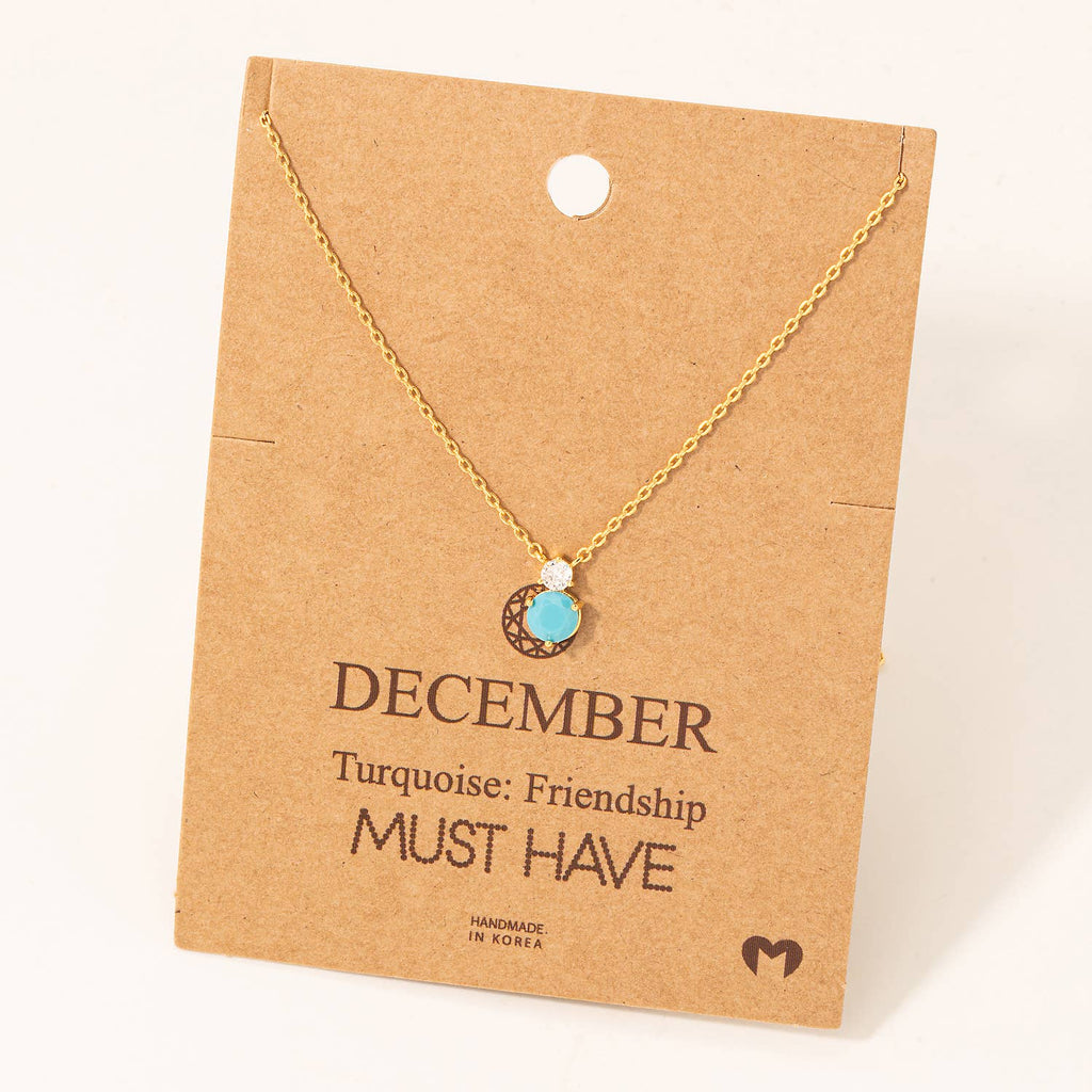 December Turquoise Gem Pendant Necklace