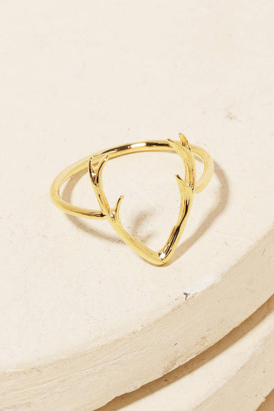 Gold Dipped Dainty Antler Ring