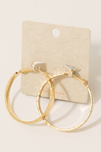 Large Hammered Metallic Latch Hoop Earrings