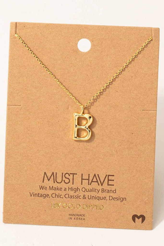 Gold Dipped Bubble Letter Pendant Necklace