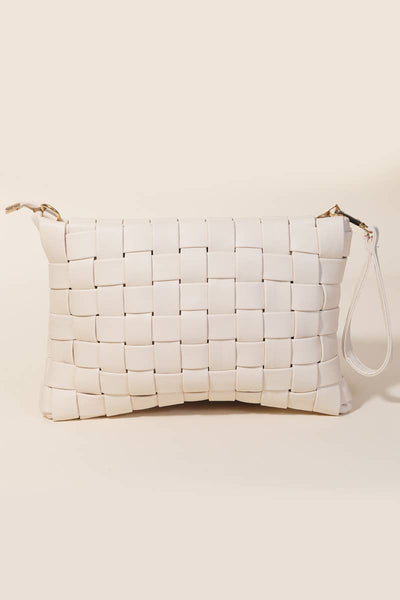 Faux Leather Basket Weave Bag