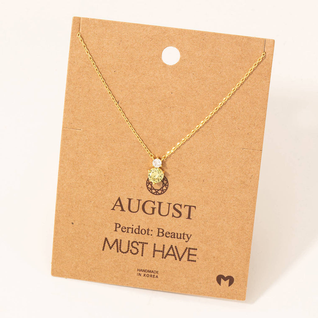 August Peridot Gem Pendant Necklace