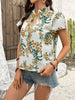 Flower Print Lace Up Short Sleeved Shirt