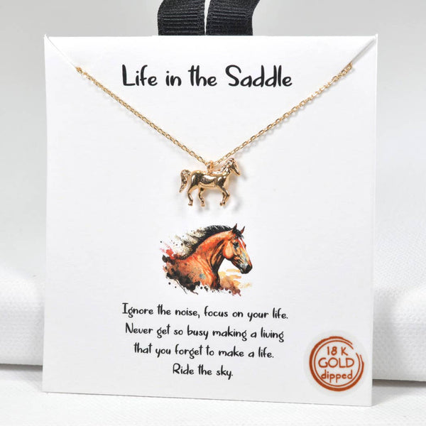 Life in the Saddle Dainty Horse Charm Necklace