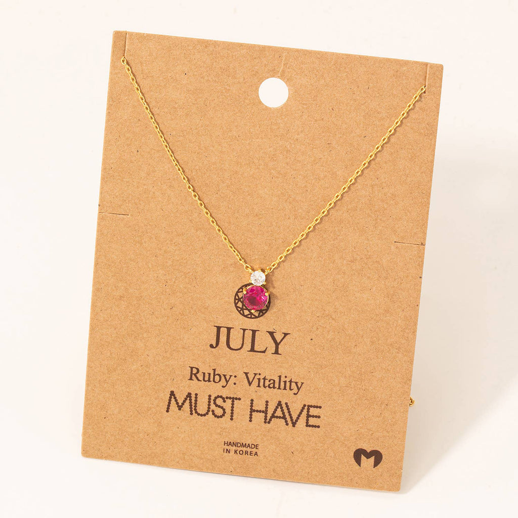 July Ruby Gem Pendant Necklace