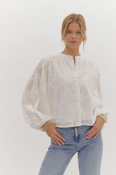 White Floral Embroidery Top