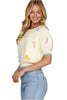 Puff SS Rib Colorful Bow Sweater